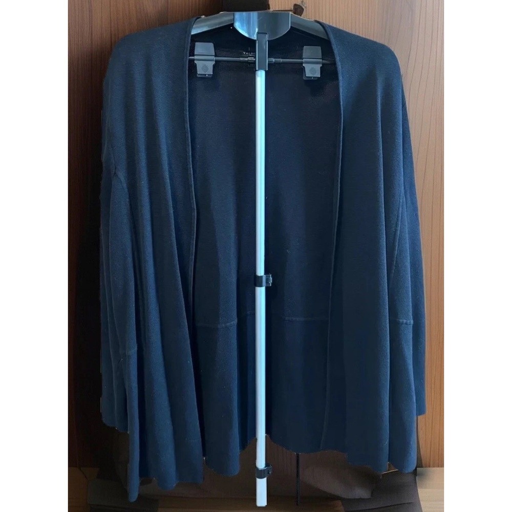 TALBOTS 2X Plus Size BLACK OPEN FRONT CARDIGAN SWEATER HIDDEN SIDE POCKETS